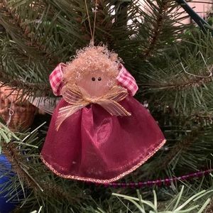 Gold and maroon angel ornament